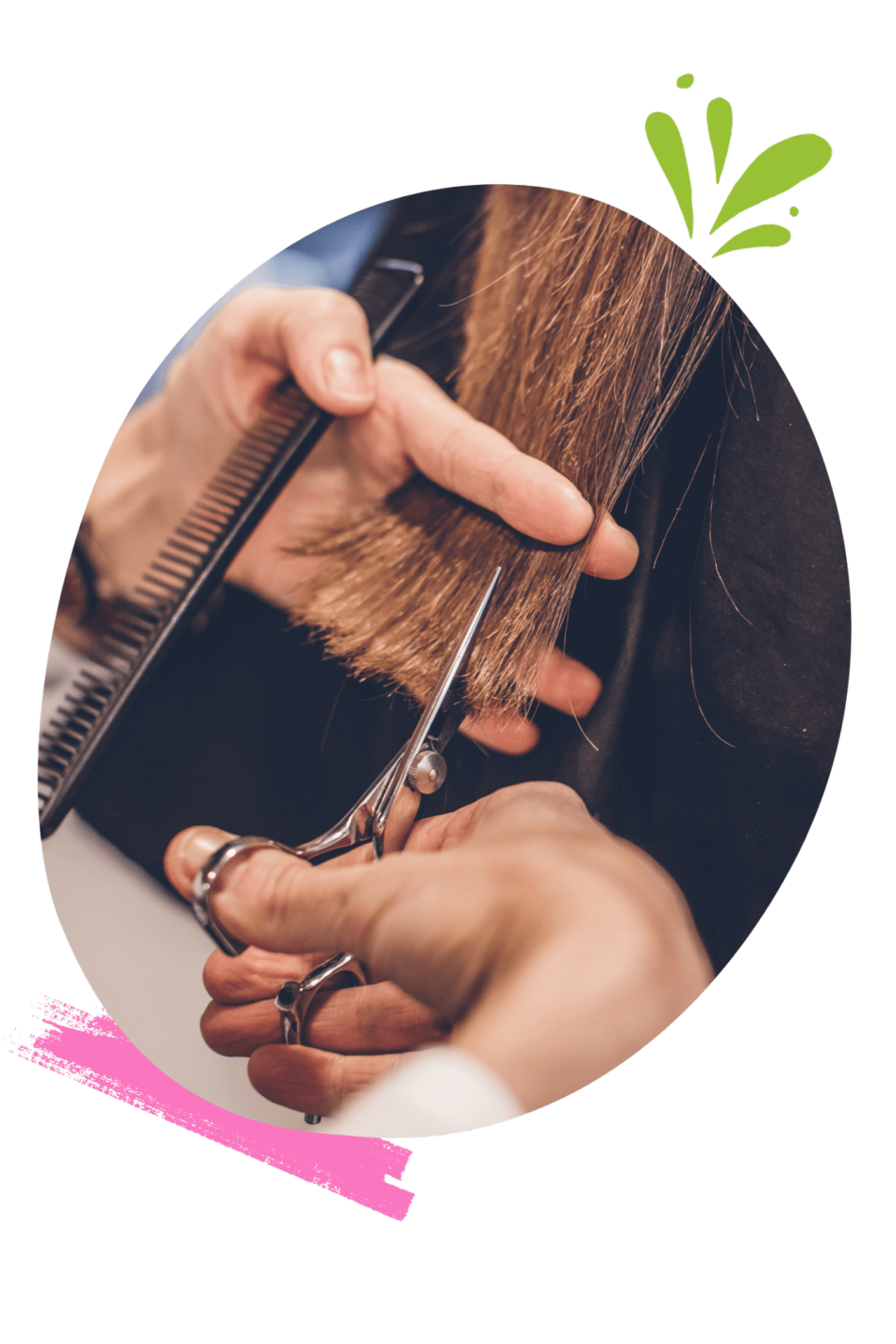 Photo représentant notre adhérent L'Atelier de Coiffure à Dannemarie. Photo non contractuelle dune paire de ciseaux en train de couper une mèche de cheveux.